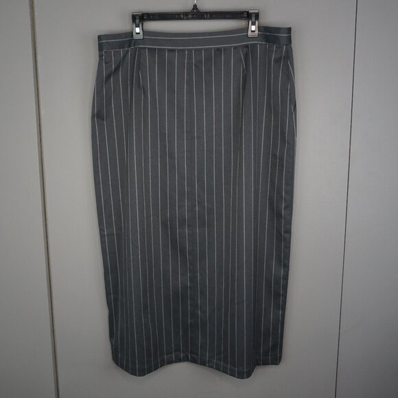 L’AGENCE Madonna Pinstripe Midi Pencil Skirt in Grey size 14 NWT - Picture 6 of 12